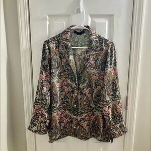 ICONS Paisley Print Button Down Blouse